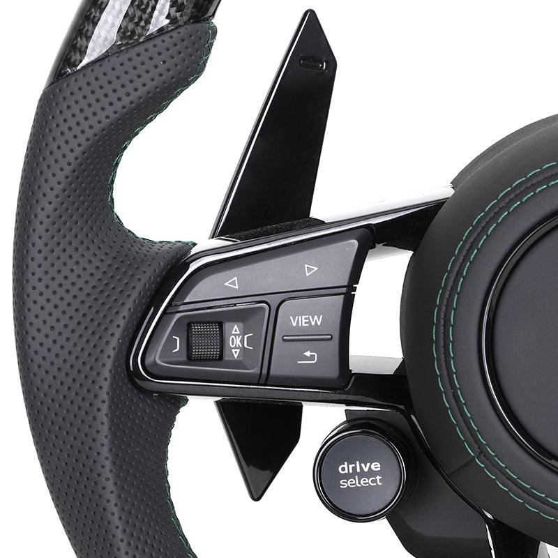With Start Button Half Leather Carbon Fiber LED Steering Wheel for Audi R8 A4 A5 A6 A7 RS3 RS6 RS7 C7 C8 B9 B9.5 S3 SQ5 Q3 Q7 Q8