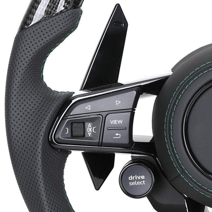 With Start Button Half Leather Carbon Fiber LED Steering Wheel for Audi R8 A4 A5 A6 A7 RS3 RS6 RS7 C7 C8 B9 B9.5 S3 SQ5 Q3 Q7 Q8