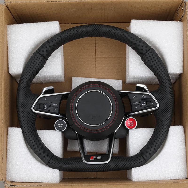With Start Button RS R8 Sport Full Perforated Leather Steering Wheel for Audi A1 A3 S3 8V S4 S5 Q5 SQ5 A4 B9 RS3 RS4 RS5 TT TTRS