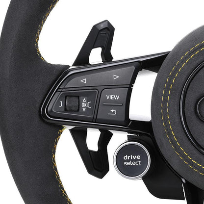 With Start Button S-Line Full Alcantara Leather Steering Wheel for Audi R8 TTRS C6 C7 S7 S4 A4 B8 RS3 SQ5 S5 B9 A6 C8 A3 2018