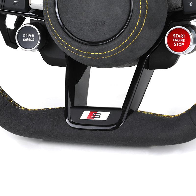 With Start Button S-Line Full Alcantara Leather Steering Wheel for Audi R8 TTRS C6 C7 S7 S4 A4 B8 RS3 SQ5 S5 B9 A6 C8 A3 2018