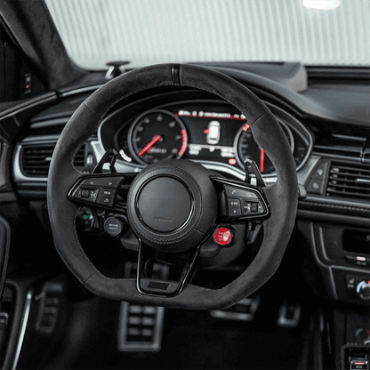 With Start Button S-Line Full Alcantara Leather Steering Wheel for Audi R8 TTRS C6 C7 S7 S4 A4 B8 RS3 SQ5 S5 B9 A6 C8 A3 2018
