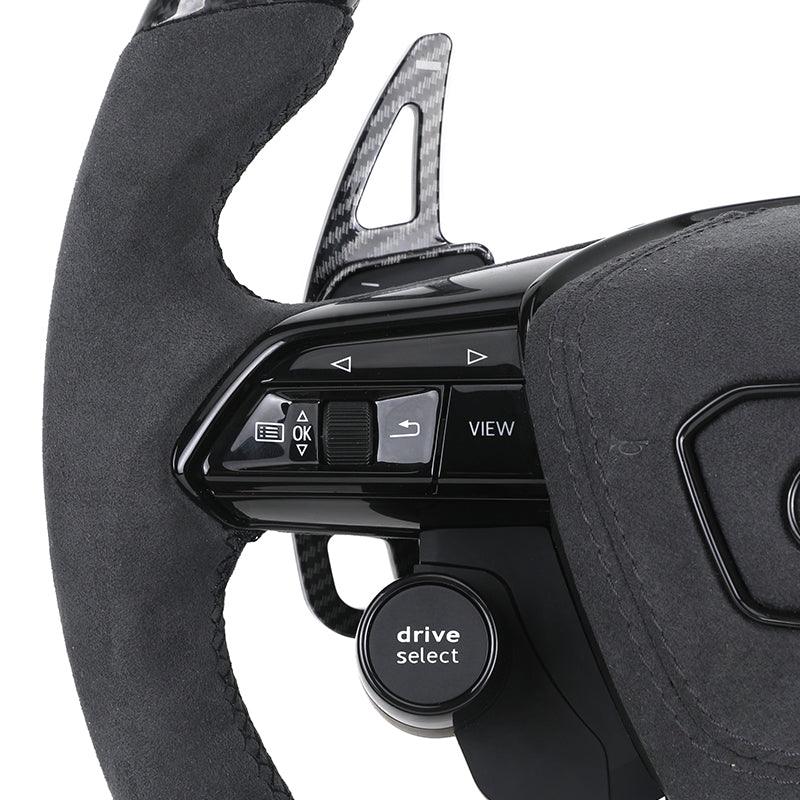With Start Button S-Line Half Alcantara Carbon Fiber Paddle LED Steering Wheel for Audi TT R8 A4 A5 B8 B9 S4 RS6 A6 C7 RS Q5 Q6