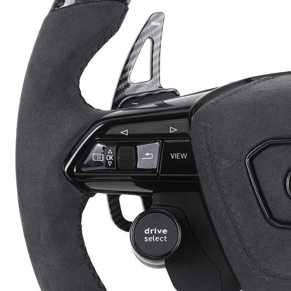 With Start Button S-Line Half Alcantara Carbon Fiber Paddle LED Steering Wheel for Audi TT R8 A4 A5 B8 B9 S4 RS6 A6 C7 RS Q5 Q6