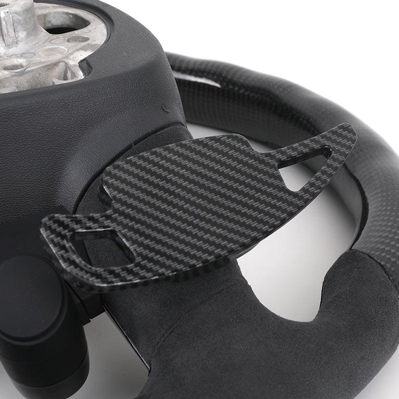 With Start Button S-Line Half Alcantara Carbon Fiber Paddle LED Steering Wheel for Audi TT R8 A4 A5 B8 B9 S4 RS6 A6 C7 RS Q5 Q6