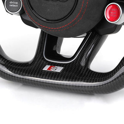 With Start Button S-Line Half Alcantara Carbon Steering Wheel for Audi Q8 SQ8 A3 A4 B9 A5 B8 A6 C7 A7 S3 S4 RS3 RS5 RS7 RS6 C8