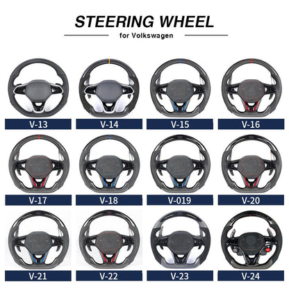 With Start Button Volant Lenkrad Sport Leather Carbon Steering Wheel for VW Golf R 6 7 MK7 7.5 Gti Gtd Polo Passat B6 Jetta - YunLexus Custom Custom Steering Wheels for VW