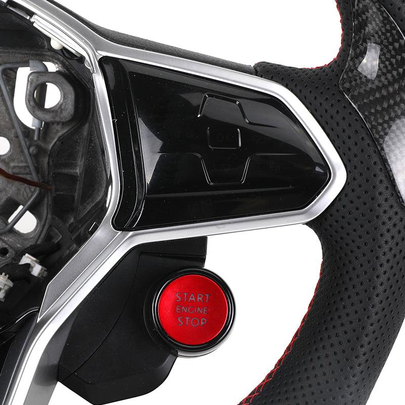 With Start Button Volant Lenkrad Sport Leather Carbon Steering Wheel for VW Golf R 6 7 MK7 7.5 Gti Gtd Polo Passat B6 Jetta - YunLexus Custom Custom Steering Wheels for VW