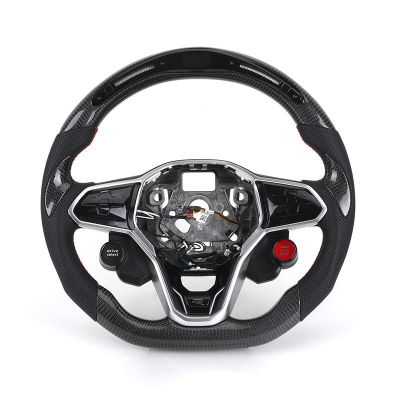 With Start Button Volant Lenkrad Sport Leather Carbon Steering Wheel for VW Golf R 6 7 MK7 7.5 Gti Gtd Polo Passat B6 Jetta - YunLexus Custom Custom Steering Wheels for VW