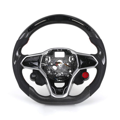 With Start Button Volant Lenkrad Sport Leather Carbon Steering Wheel for VW Golf R 6 7 MK7 7.5 Gti Gtd Polo Passat B6 Jetta - YunLexus Custom Custom Steering Wheels for VW