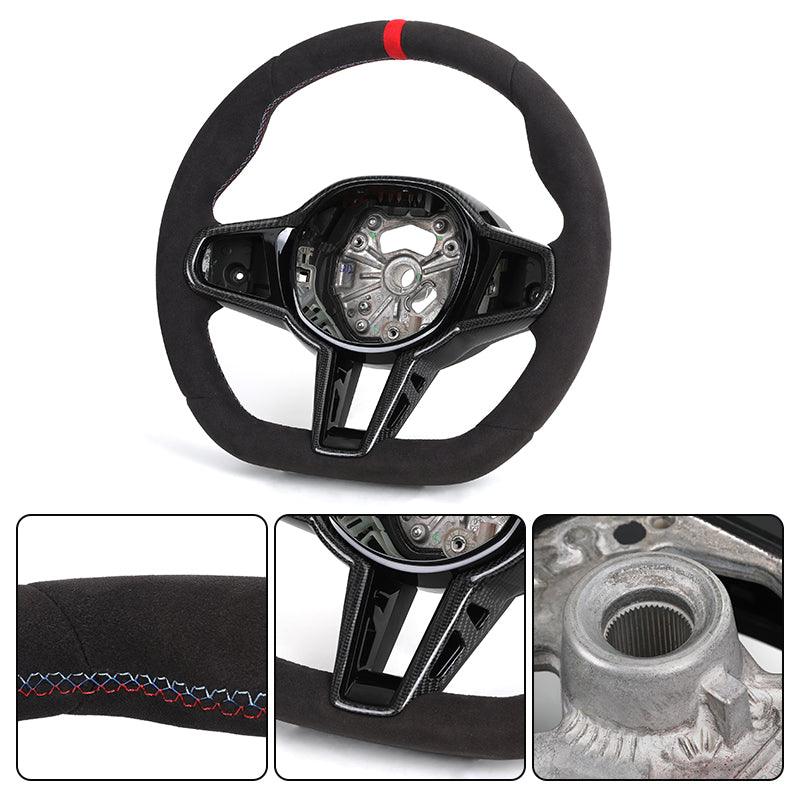 Without Button LCI Full Alcantara Steering Wheel for BMW G Series G01 G20 G05 G26 G30 M3 G80 M4 G82 M8 F92 F96 F97 M235i M340i - YunLexus