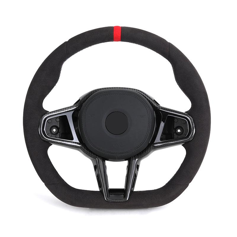 Without Button LCI Full Alcantara Steering Wheel for BMW G Series G01 G20 G05 G26 G30 M3 G80 M4 G82 M8 F92 F96 F97 M235i M340i - YunLexus