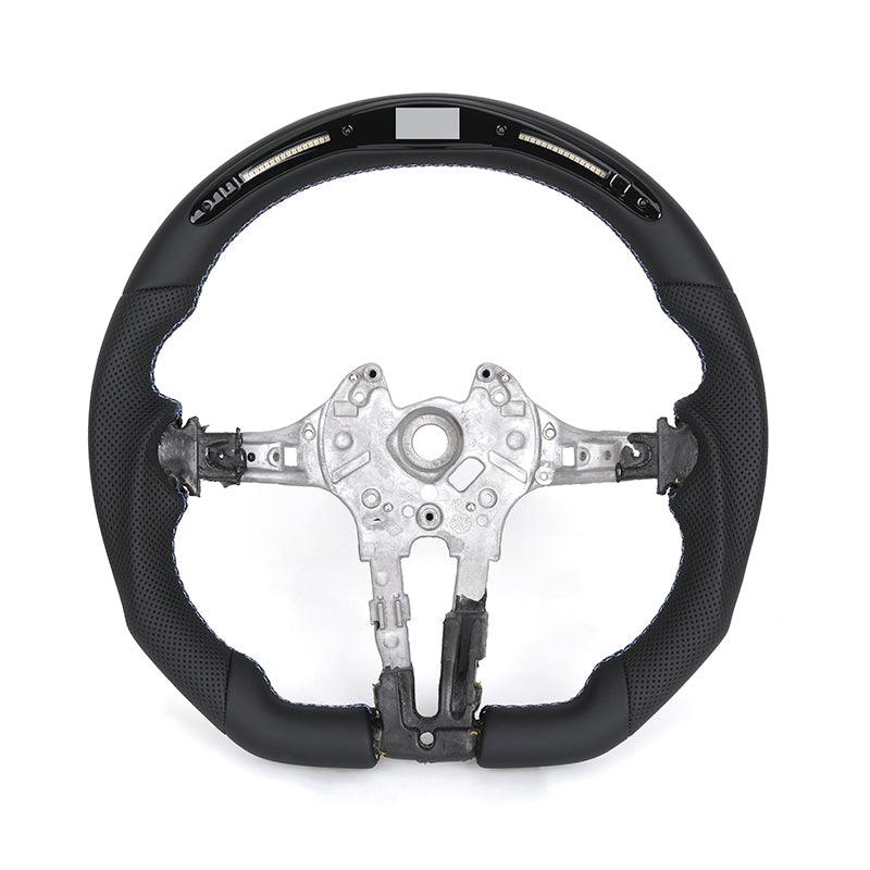 Without Center Trim Flat Bottom Half Leather LED Steering Wheel Core for BMW F10 F30 F32 F36 F80 M4 F82 M5 F90 E88 E90 E92 E93 - YunLexus