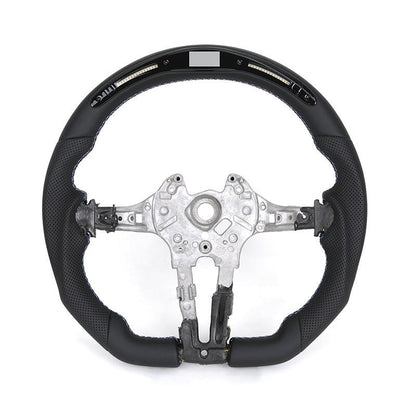 Without Center Trim Flat Bottom Half Leather LED Steering Wheel Core for BMW F10 F30 F32 F36 F80 M4 F82 M5 F90 E88 E90 E92 E93 - YunLexus