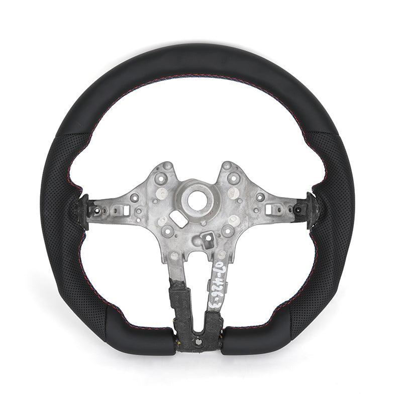 Without Center Trim Flat Bottom Half Leather LED Steering Wheel Core for BMW F10 F30 F32 F36 F80 M4 F82 M5 F90 E88 E90 E92 E93 - YunLexus