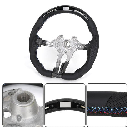 Without Center Trim Flat Bottom Half Leather LED Steering Wheel Core for BMW F10 F30 F32 F36 F80 M4 F82 M5 F90 E88 E90 E92 E93 - YunLexus