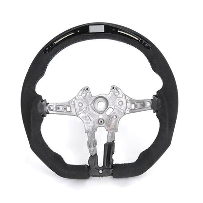 Without Center Trim Full Alcantara Leather LED Steering Wheel for BMW F07 F10 F20 F30 M3 F80 M4 F82 F85 M2 F87 M5 F90 Z4 E89 E93 - YunLexus