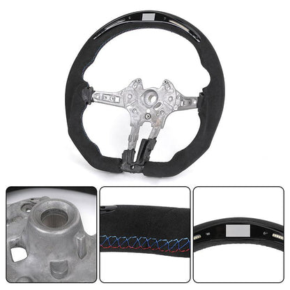 Without Center Trim Full Alcantara Leather LED Steering Wheel for BMW F07 F10 F20 F30 M3 F80 M4 F82 F85 M2 F87 M5 F90 Z4 E89 E93 - YunLexus