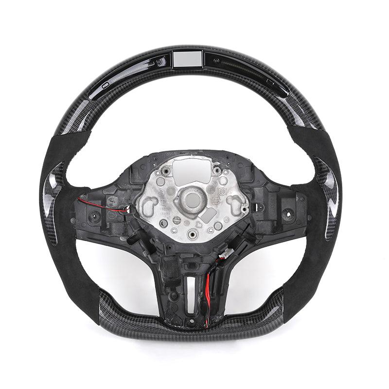 Without Center Trim Half Alcantara Carbon LED Steering Wheel Core for BMW G05 G07 G11 G12 G20 G22 G30 G80 M3 G81 G82 G83 M4 G87 - YunLexus