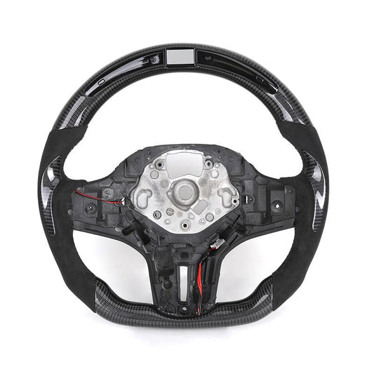 Without Center Trim Half Alcantara Carbon LED Steering Wheel Core for BMW G05 G07 G11 G12 G20 G22 G30 G80 M3 G81 G82 G83 M4 G87 - YunLexus