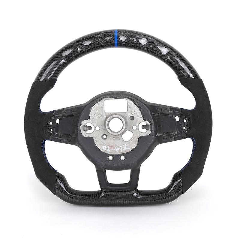 Without Center Trim Half Alcantara Carbon LED Steering Wheel Frame for VW Volkswagen Golf Mk4 MK5 MK7 5 6 7 7.5 6R 7R 8R Gti - YunLexus Custom Custom Steering Wheels for Volkswagen