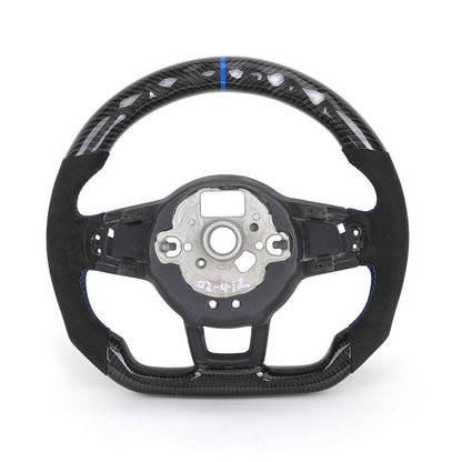 Without Center Trim Half Alcantara Carbon LED Steering Wheel Frame for VW Volkswagen Golf Mk4 MK5 MK7 5 6 7 7.5 6R 7R 8R Gti - YunLexus Custom Custom Steering Wheels for Volkswagen