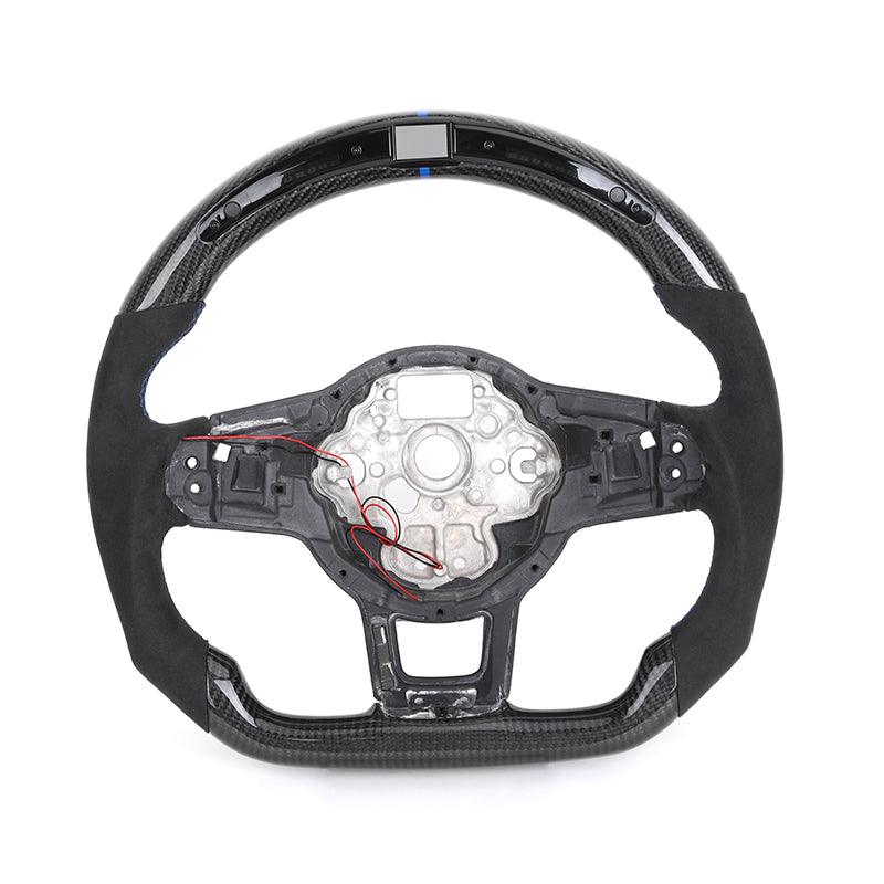 Without Center Trim Half Alcantara Carbon LED Steering Wheel Frame for VW Volkswagen Golf Mk4 MK5 MK7 5 6 7 7.5 6R 7R 8R Gti - YunLexus Custom Custom Steering Wheels for Volkswagen