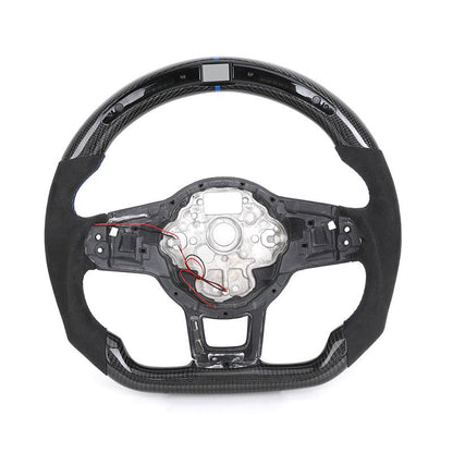 Without Center Trim Half Alcantara Carbon LED Steering Wheel Frame for VW Volkswagen Golf Mk4 MK5 MK7 5 6 7 7.5 6R 7R 8R Gti - YunLexus Custom Custom Steering Wheels for Volkswagen
