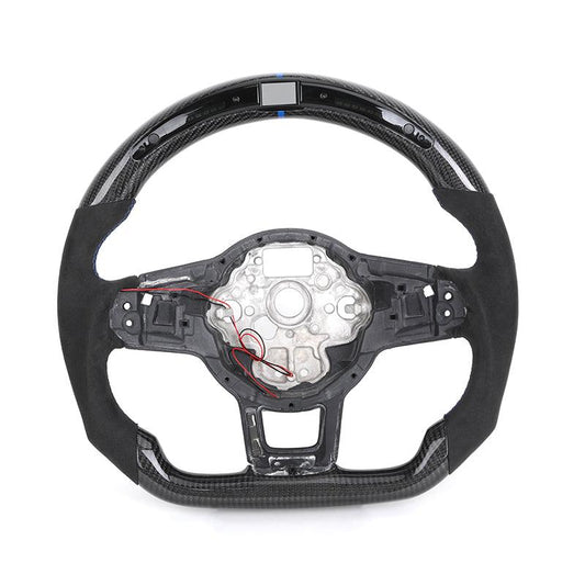 Without Center Trim Half Alcantara Carbon LED Steering Wheel Frame for VW Volkswagen Golf Mk4 MK5 MK7 5 6 7 7.5 6R 7R 8R Gti
