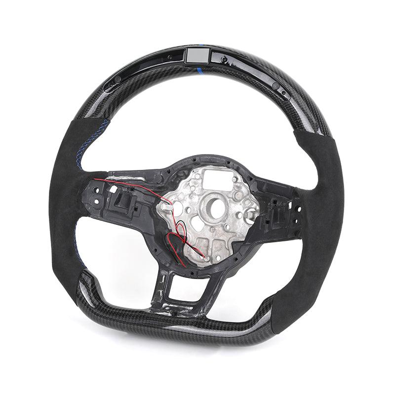 Without Center Trim Half Alcantara Carbon LED Steering Wheel Frame for VW Volkswagen Golf Mk4 MK5 MK7 5 6 7 7.5 6R 7R 8R Gti - YunLexus Custom Custom Steering Wheels for Volkswagen