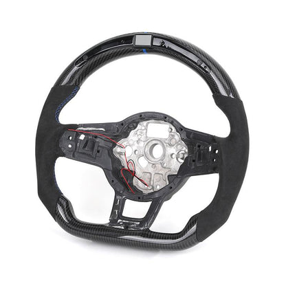 Without Center Trim Half Alcantara Carbon LED Steering Wheel Frame for VW Volkswagen Golf Mk4 MK5 MK7 5 6 7 7.5 6R 7R 8R Gti - YunLexus Custom Custom Steering Wheels for Volkswagen