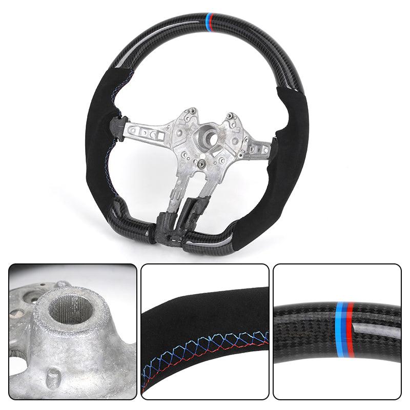 Without Center Trim Half Alcantara Carbon Steering Wheel Core for BMW F06 F07 F10 F20 F30 F32 F36 F80 F82 F90 E88 E90 E92 E93 - YunLexus