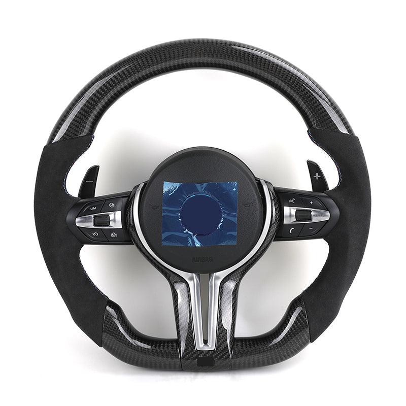 Without Center Trim Half Alcantara Carbon Steering Wheel Core for BMW F06 F07 F10 F20 F30 F32 F36 F80 F82 F90 E88 E90 E92 E93 - YunLexus