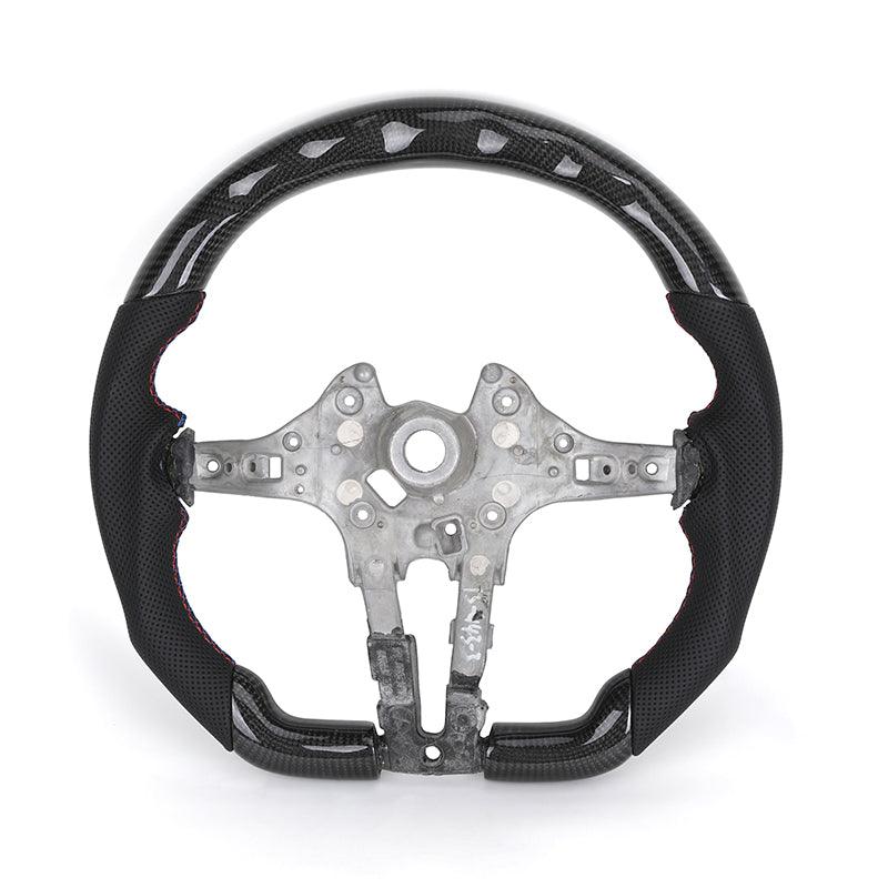 Without Center Trim Half Leather Carbon Fiber LED Steering Wheel Core for BMW F10 F20 F30 F32 F36 F80 F82 F90 E70 E90 E92 E93 - YunLexus