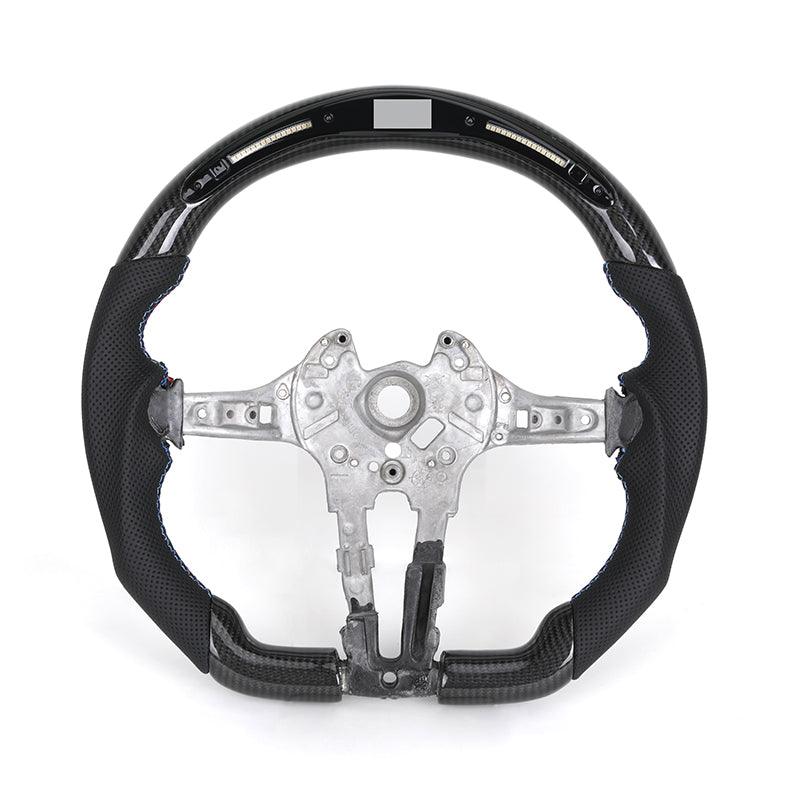 Without Center Trim Half Leather Carbon Fiber LED Steering Wheel Core for BMW F10 F20 F30 F32 F36 F80 F82 F90 E70 E90 E92 E93 - YunLexus