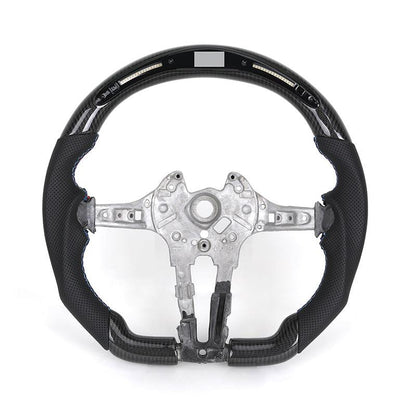Without Center Trim Half Leather Carbon Fiber LED Steering Wheel Core for BMW F10 F20 F30 F32 F36 F80 F82 F90 E70 E90 E92 E93 - YunLexus