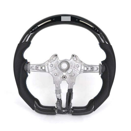 Without Center Trim Half Leather Carbon Fiber LED Steering Wheel Core for BMW F10 F20 F30 F32 F36 F80 F82 F90 E70 E90 E92 E93 - YunLexus