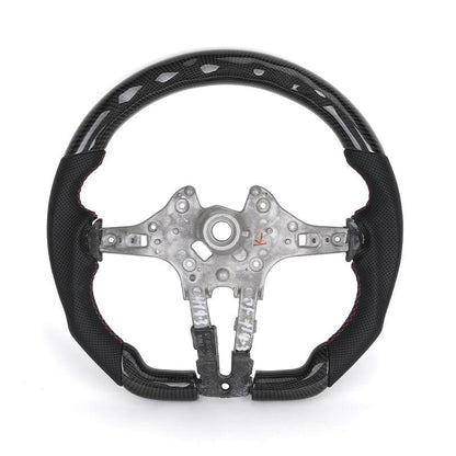 Without Center Trim Half Leather Carbon Fiber LED Steering Wheel Core for BMW F30 F32 F34 F35 F36 X1 F48 X2 F47 F25 F26 F15 F16 - YunLexus
