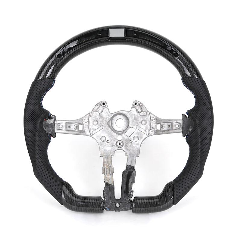 Without Center Trim Half Leather Carbon Fiber LED Steering Wheel Core for BMW F30 F32 F34 F35 F36 X1 F48 X2 F47 F25 F26 F15 F16 - YunLexus
