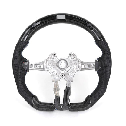 Without Center Trim Half Leather Carbon Fiber LED Steering Wheel Core for BMW F30 F32 F34 F35 F36 X1 F48 X2 F47 F25 F26 F15 F16 - YunLexus