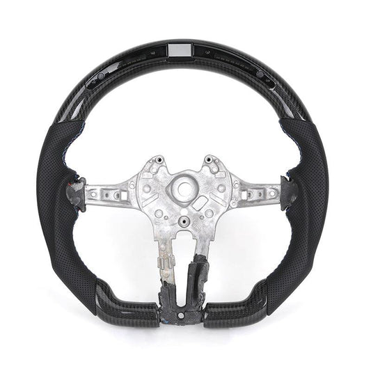 Without Center Trim Half Leather Carbon Fiber LED Steering Wheel Core for BMW F30 F32 F34 F35 F36 X1 F48 X2 F47 F25 F26 F15 F16 - YunLexus