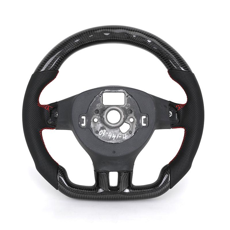 Without Center Trim Half Leather Carbon LED Steering Wheel Core for Volkswagen VW Golf R 6 7 MK6 MK7 MK7.5 GTI Jetta Passat CC - YunLexus Custom Custom Steering Wheels for Volkswagen