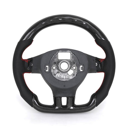 Without Center Trim Half Leather Carbon LED Steering Wheel Core for Volkswagen VW Golf R 6 7 MK6 MK7 MK7.5 GTI Jetta Passat CC - YunLexus Custom Custom Steering Wheels for Volkswagen