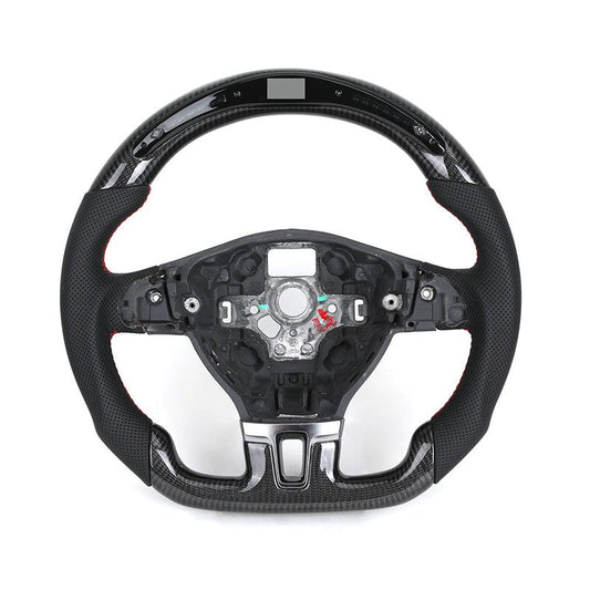 Without Center Trim Half Leather Carbon LED Steering Wheel Core for Volkswagen VW Golf R 6 7 MK6 MK7 MK7.5 GTI Jetta Passat CC