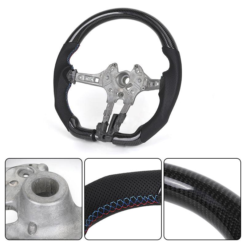 Without Center Trim Half Leather Carbon Steering Wheel Core for BMW F01 F10 F11 F06 F07 F12 F13 F01 F90 F91 F92 F93 - YunLexus