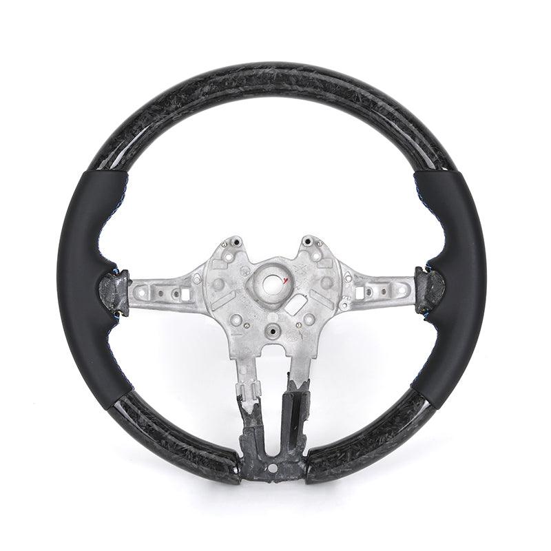 Without Center Trim Half Leather Forged Carbon Steering Wheel Core for BMW F Series F10 F20 F30 M3 F80 M4 F82 F85 M2 F87 M5 F90 - YunLexus