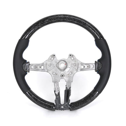 Without Center Trim Half Leather Forged Carbon Steering Wheel Core for BMW F Series F10 F20 F30 M3 F80 M4 F82 F85 M2 F87 M5 F90 - YunLexus