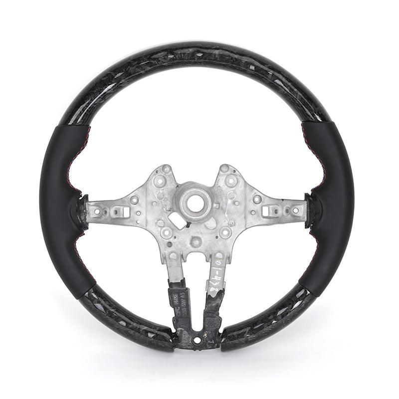 Without Center Trim Half Leather Forged Carbon Steering Wheel Core for BMW F Series F10 F20 F30 M3 F80 M4 F82 F85 M2 F87 M5 F90 - YunLexus