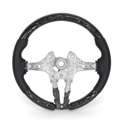 Without Center Trim Half Leather Forged Carbon Steering Wheel Core for BMW F Series F10 F20 F30 M3 F80 M4 F82 F85 M2 F87 M5 F90 - YunLexus