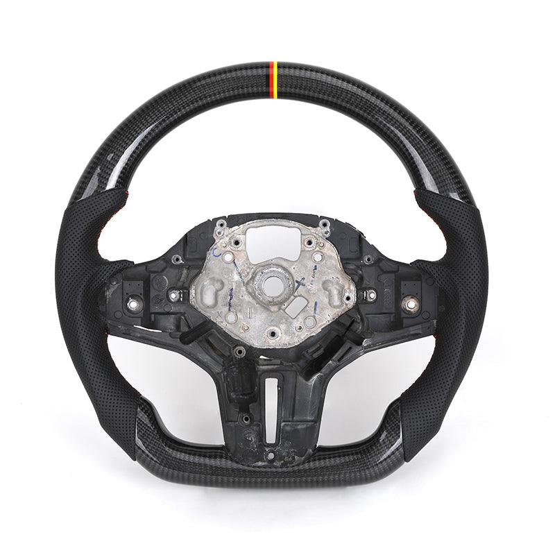 Without Center Trim Half Perforated Leather Carbon Steering Wheel Core for BMW G01 G02 G05 G06 G11 G12 G20 G30 G31 G32 G80 G81 - YunLexus